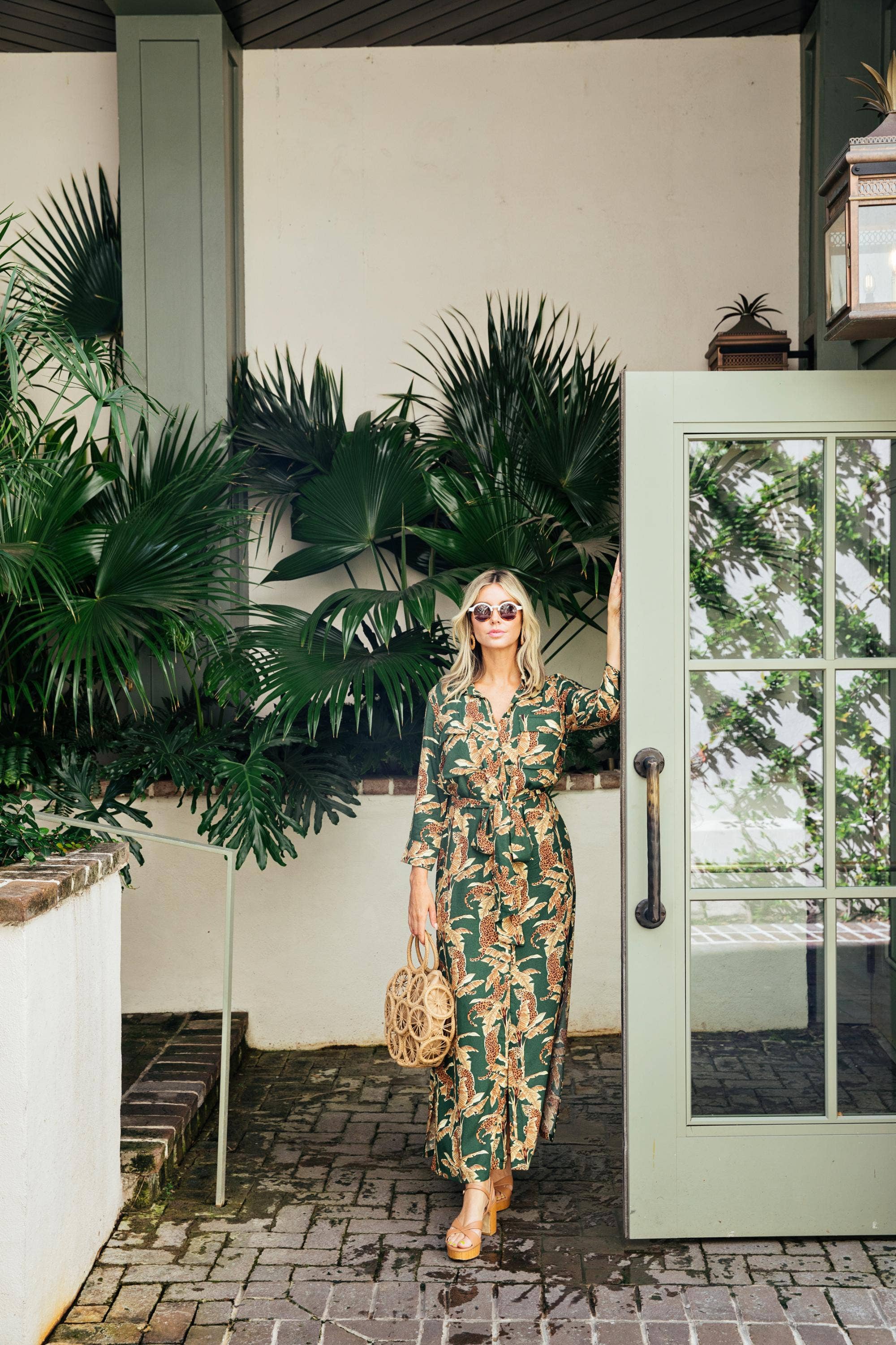 Escapada Living - 3/4 Sleeve Button Up Allegra Maxi Dress Belted Pockets