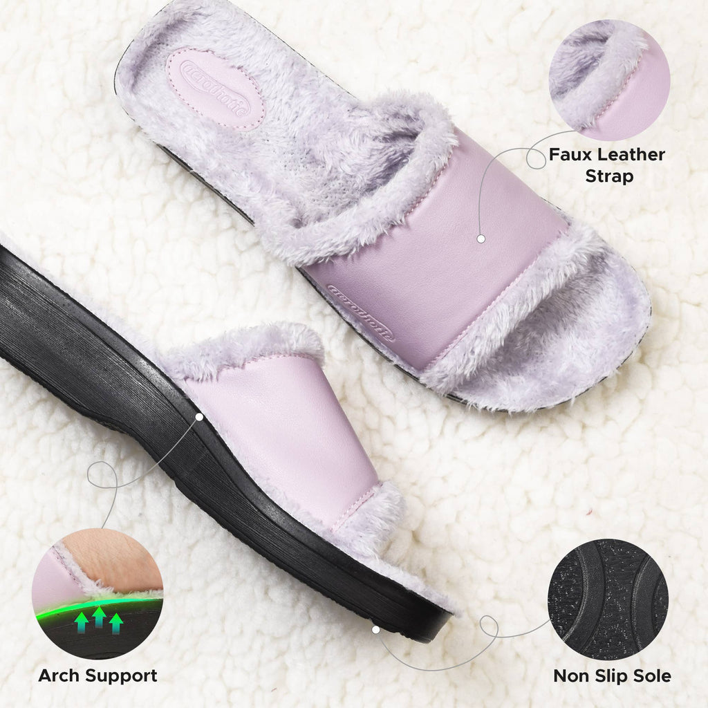 Aerothotic - Aspen Fuzzy Strap Ladies Arch Support Slides