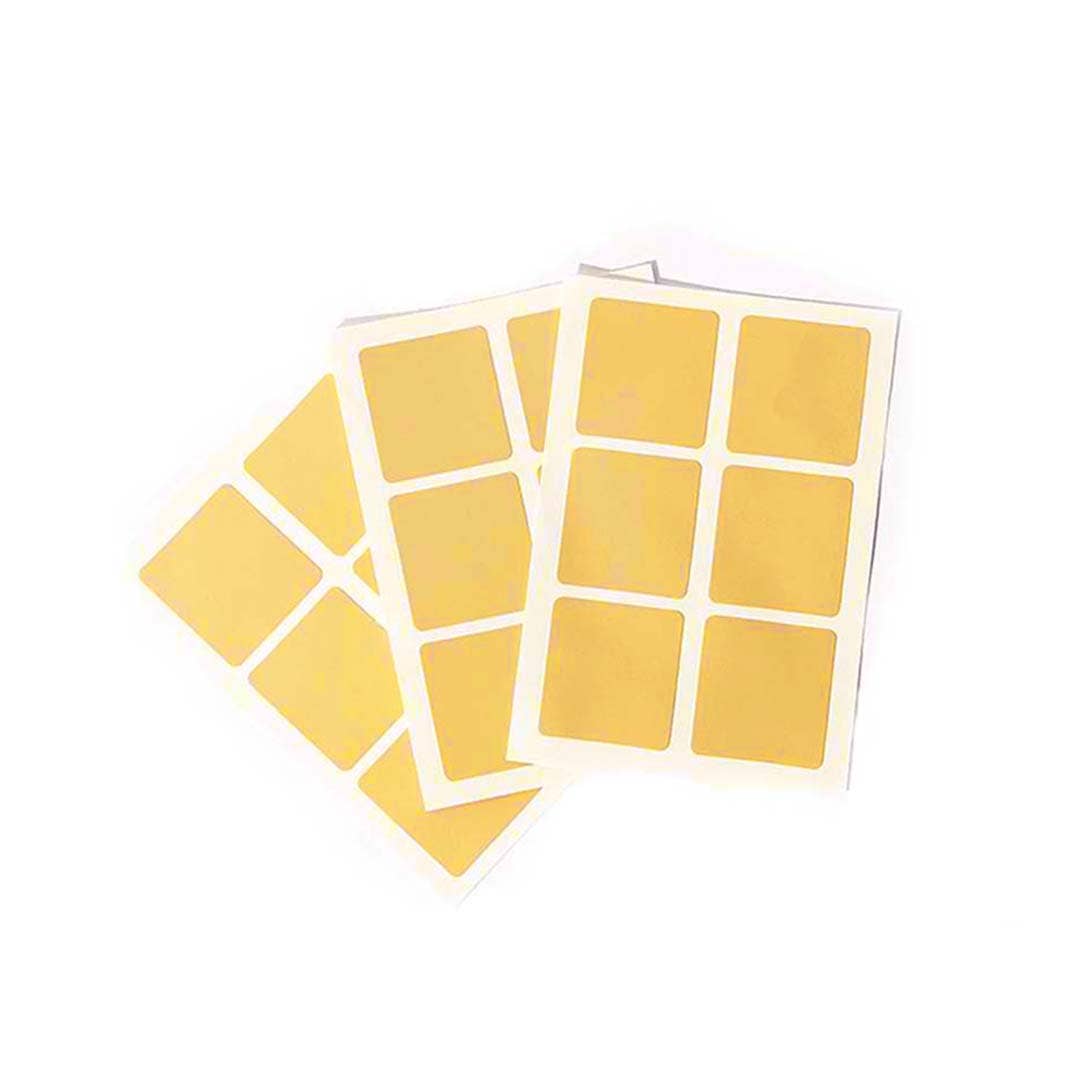 Thirty yellow calming sleep patches arranged in a grid, designed to help you fall asleep faster and manage jetlag.