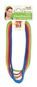 BrookPark Beauty - Elastic Headbands 10 mm Bright 6 Pack - Neon Assorted