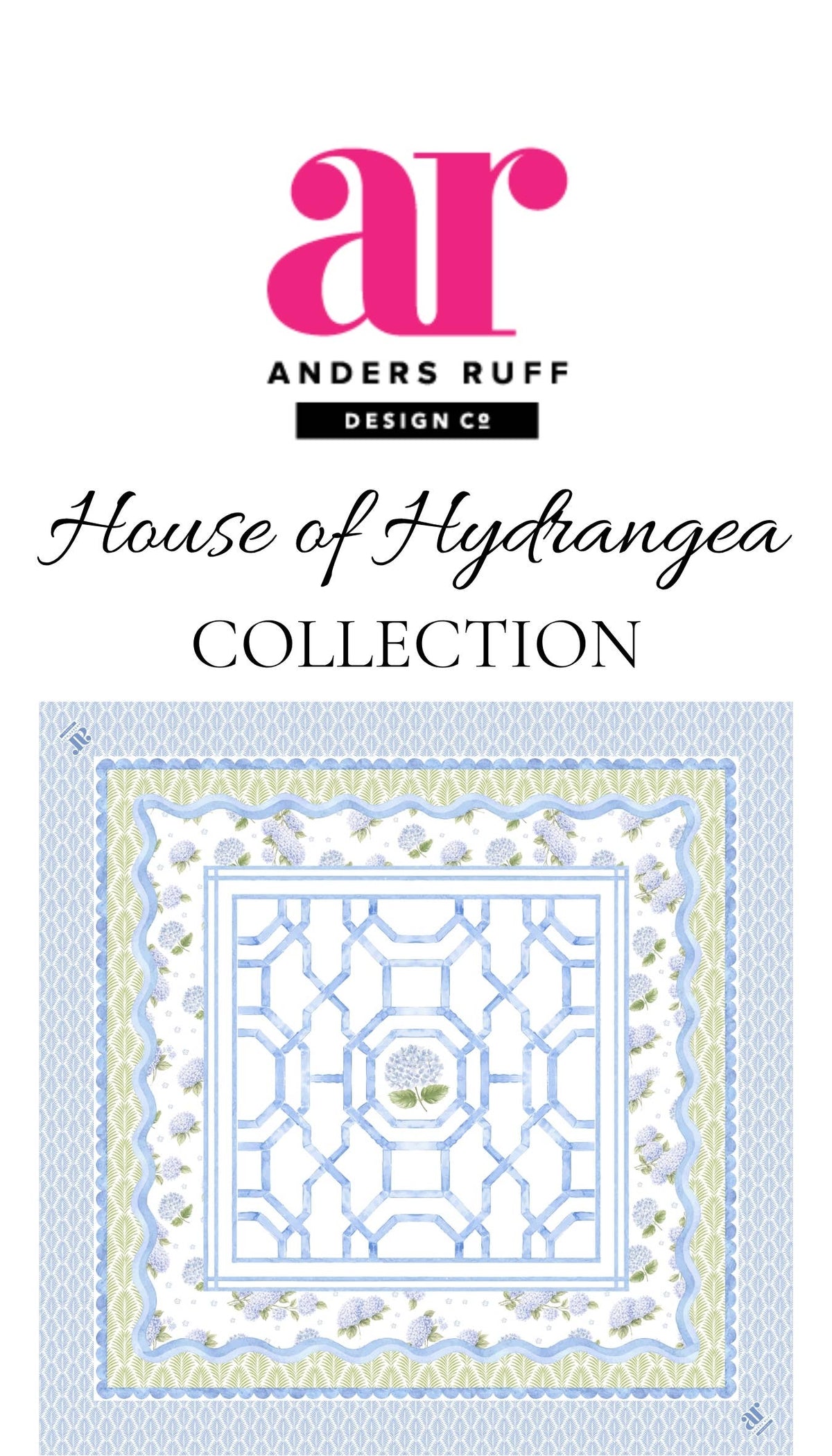 Floral Mahjong mat featuring soft blue and green colors with a scalloped edge and elegant lattice details.