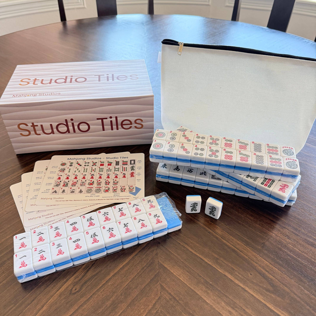 Rose Dragon - Mahjong Studios - Tile Set (166 Tiles, Mat, Rack & bag)