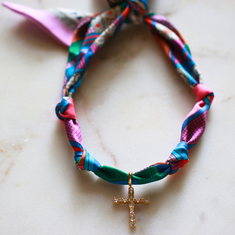 Scarf Necklace Multi Color Pattern