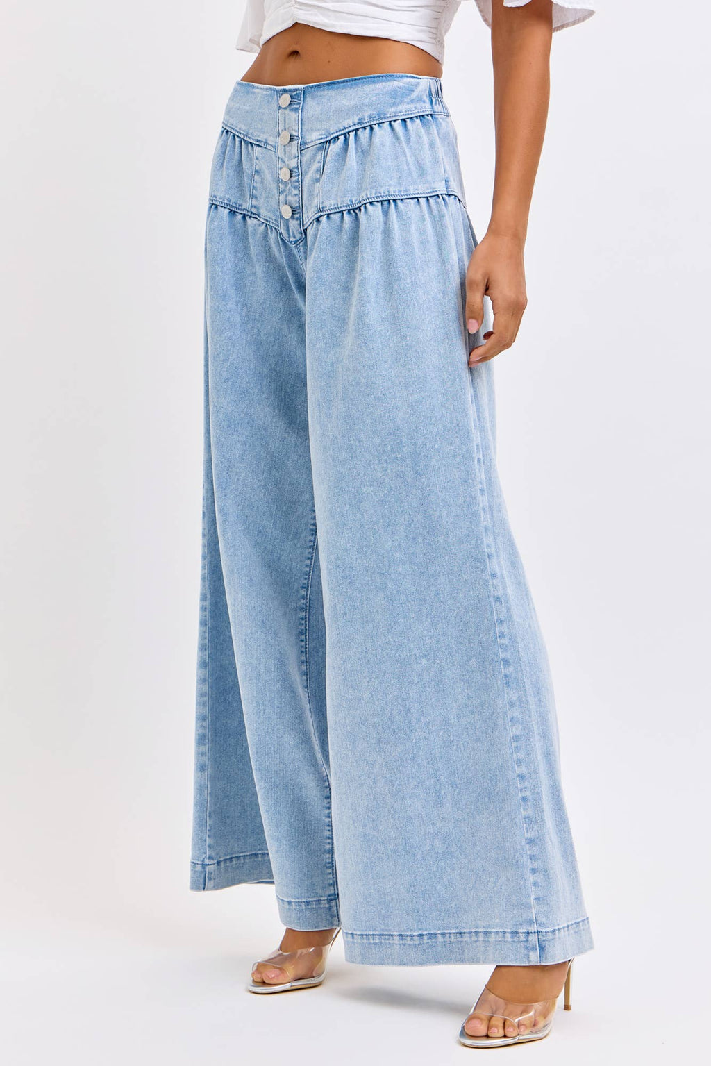 High Rise Wide Leg 4 Button