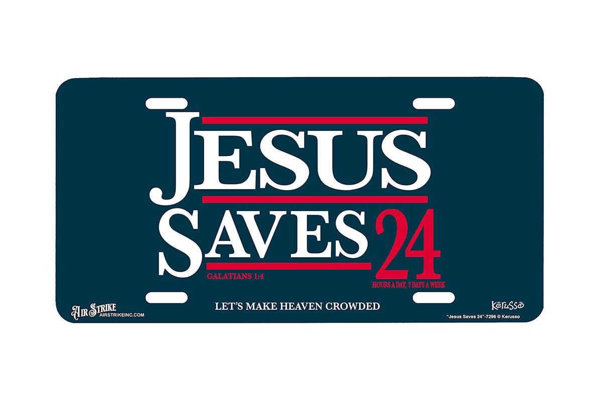 Airstrike - "Jesus Saves 24" - Decorative License Plate