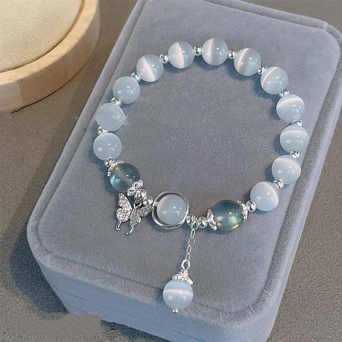 Tourtiwi - Cat's Eye Aquamarine Moonstone Crystal Women's Bracelet