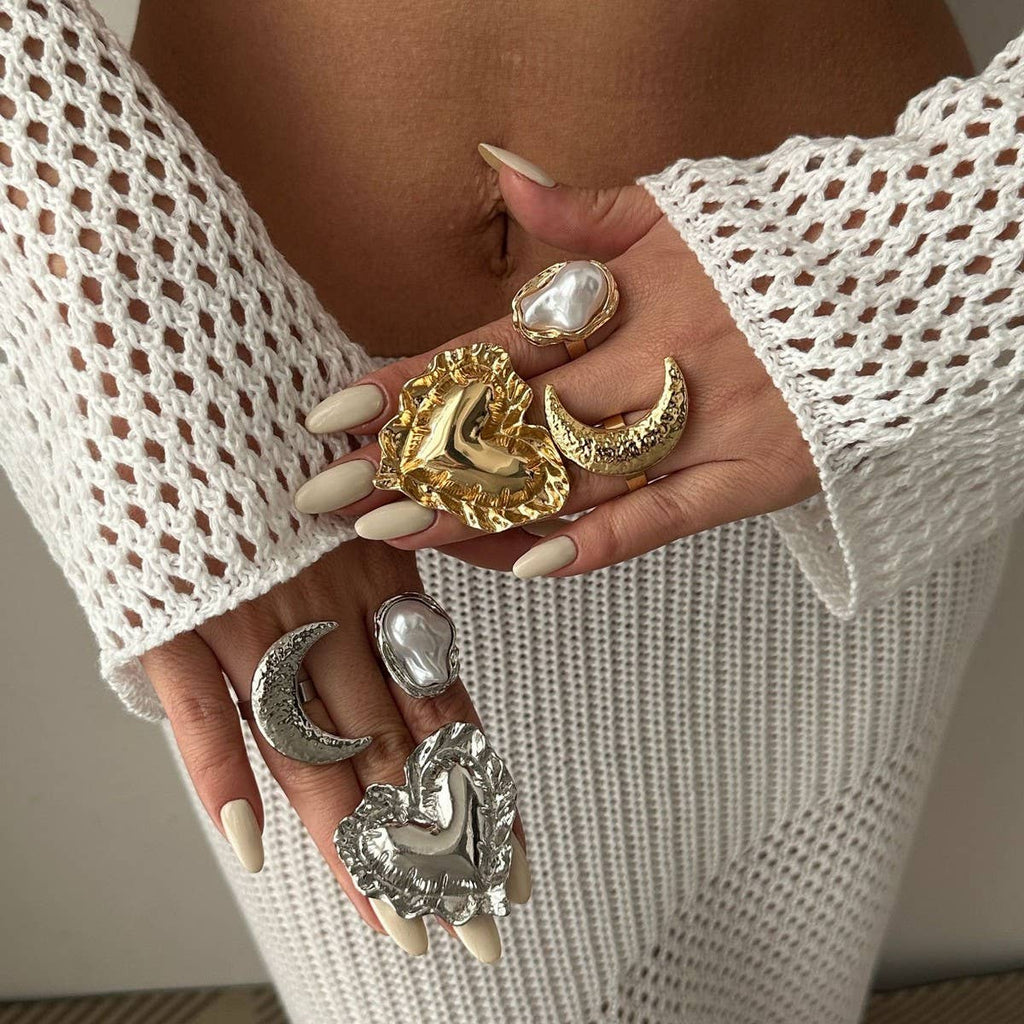 ACCITY - NEW WRINKLED THREE-DIMENSIONAL LOVE ALLOY RING_CWMM3241