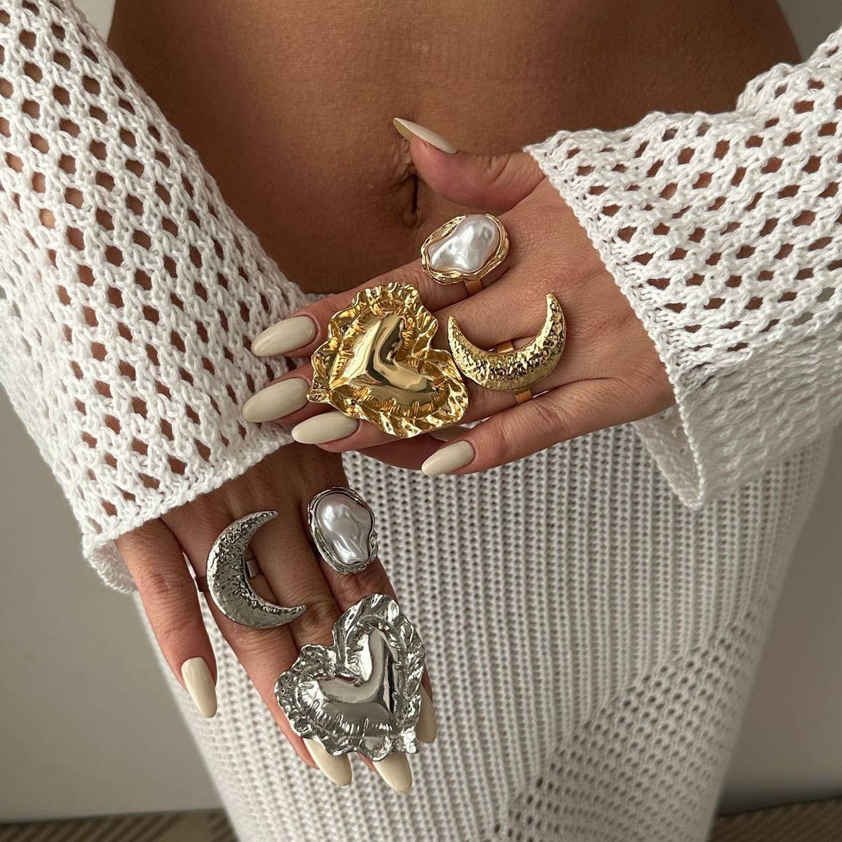 ACCITY - NEW WRINKLED THREE-DIMENSIONAL LOVE ALLOY RING_CWMM3241
