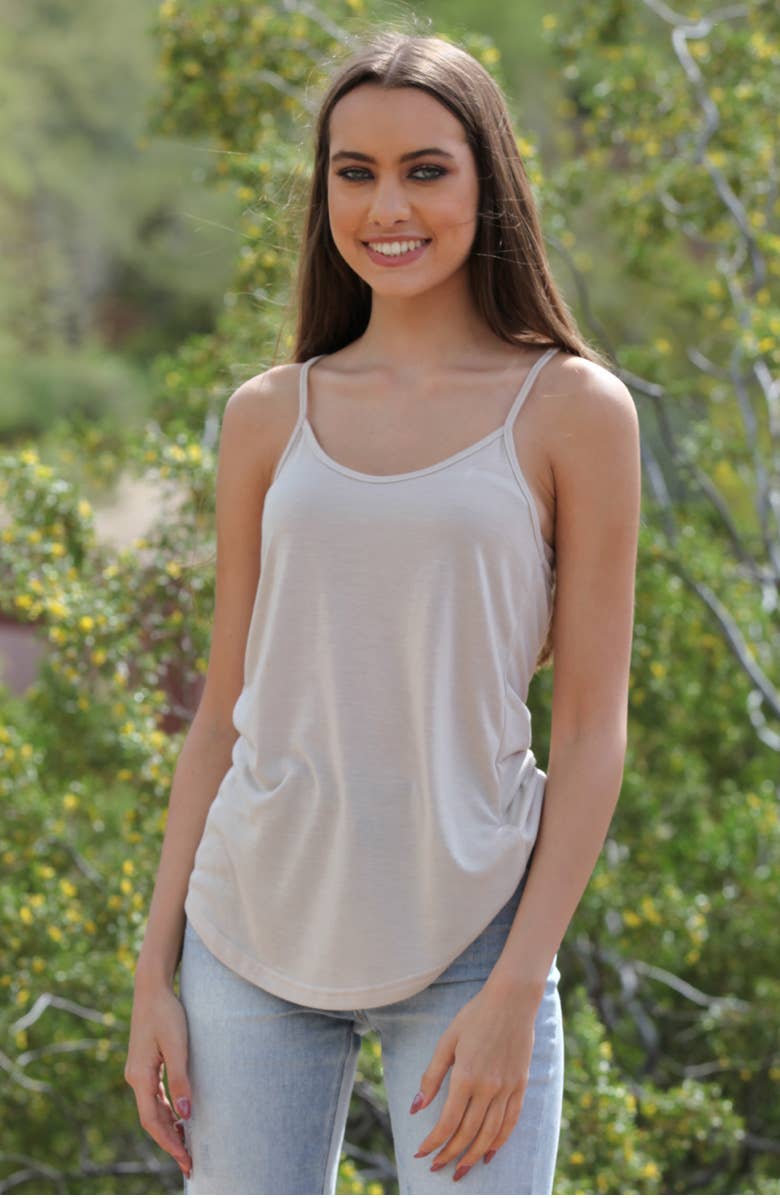 ANGIE - X2543-ASIS ROUNDED HEM RACER BACK CAMISOLE TANK TOP