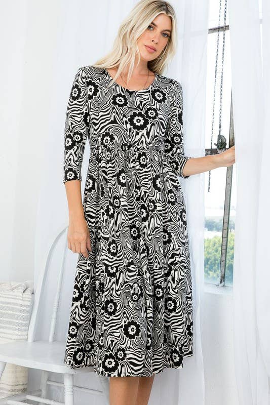 Rose Mellow Fashion - Tiered Midi Dress