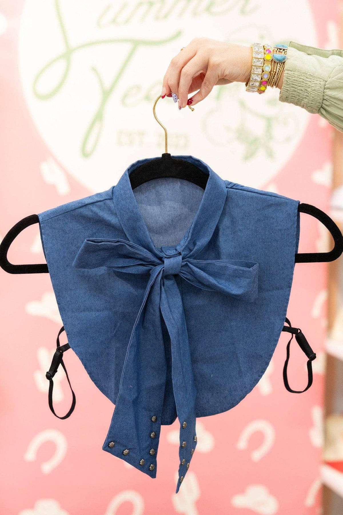Modest Layers - Denim Bow Collar