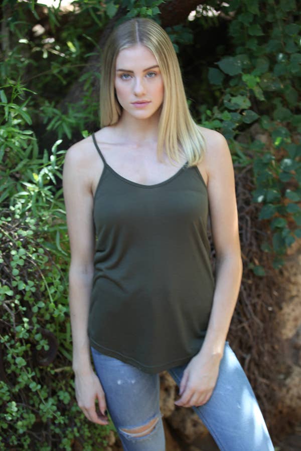 ANGIE - X2543-ASIS ROUNDED HEM RACER BACK CAMISOLE TANK TOP