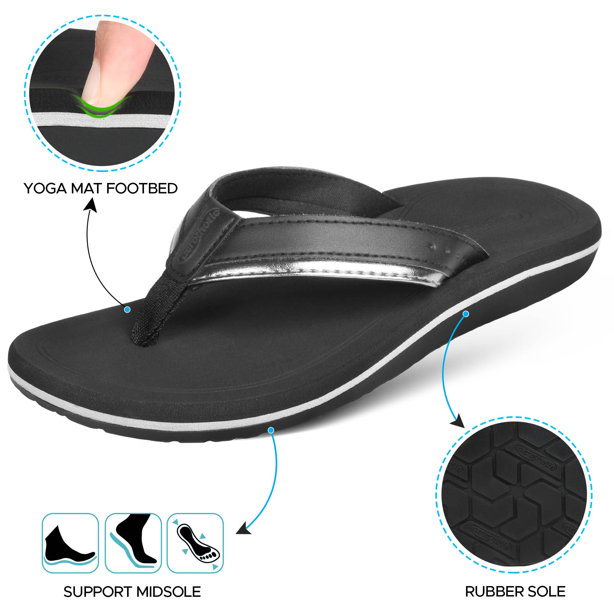 Aerothotic - OPAL CUSHION SOFT FLIP FLOP COMFORTABLE SANDALS FOR WOMEN