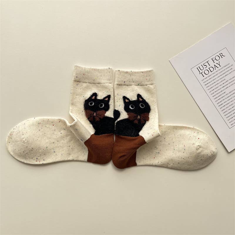 Adorable Cat Pattern Casual Crew Socks