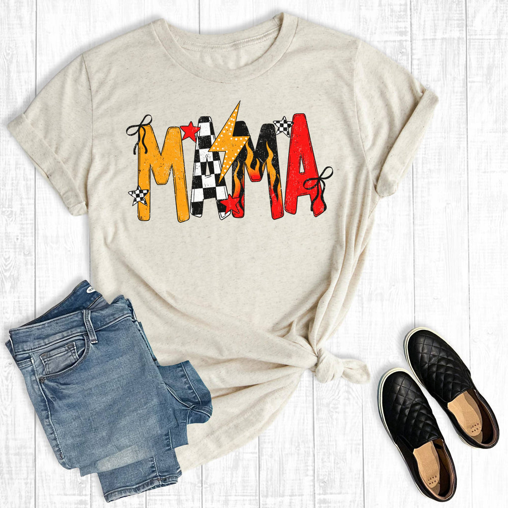 Fiery Checkered Mama Graphic Tee