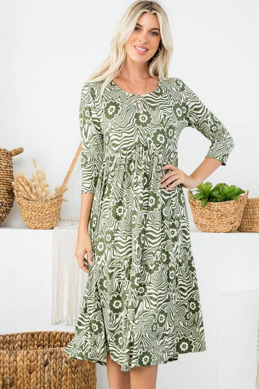 Rose Mellow Fashion - Tiered Midi Dress