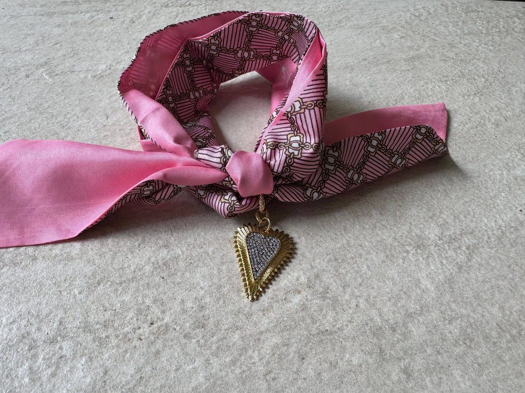 Loulu Designs - Golden Edge Heart Scarf Necklace