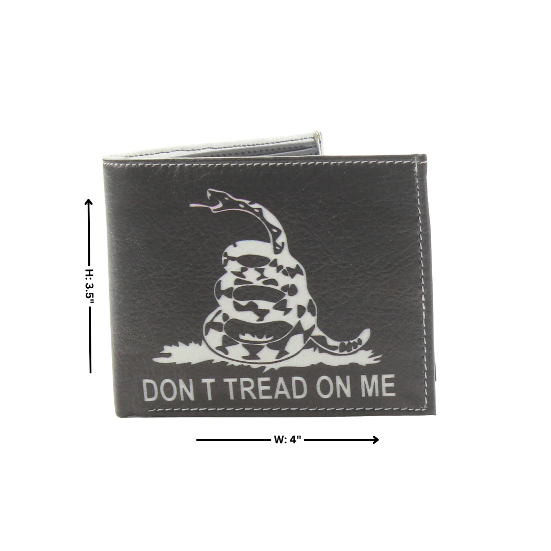 Leather Impressions Inc - Don't Tread on Me Snake Vegan Bi-Fold Wallet # VL 529