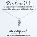 The Vintage Pearl - Psalm 91:4 Necklace (sterling silver)