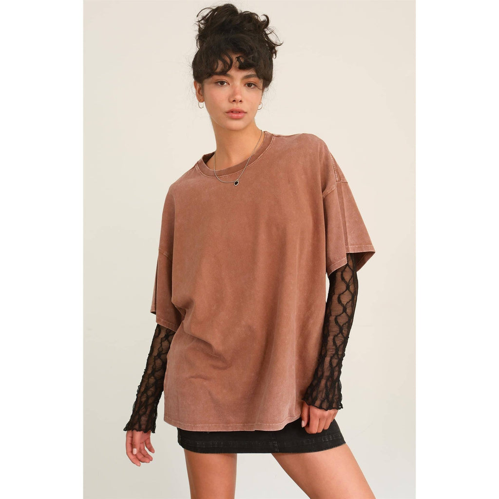 HYFVE - DZ24E437-OVERSIZED DISTRESSED COTTON T-SHIRT