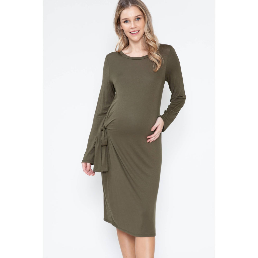 Story Teller - Maternity Long Sleeve Sexy Lounge Bodycon Midi Spring Dress