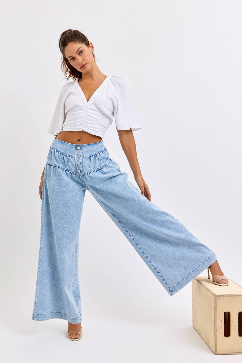 High Rise Wide Leg 4 Button