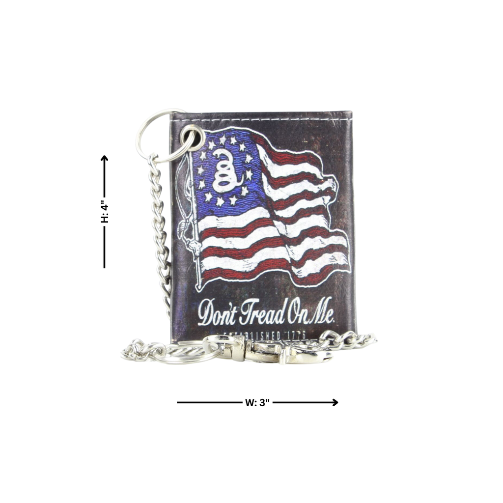 Leather Impressions Inc - Portefeuille chaîne en cuir vegan Don't Tread On Me avec coffret cadeau