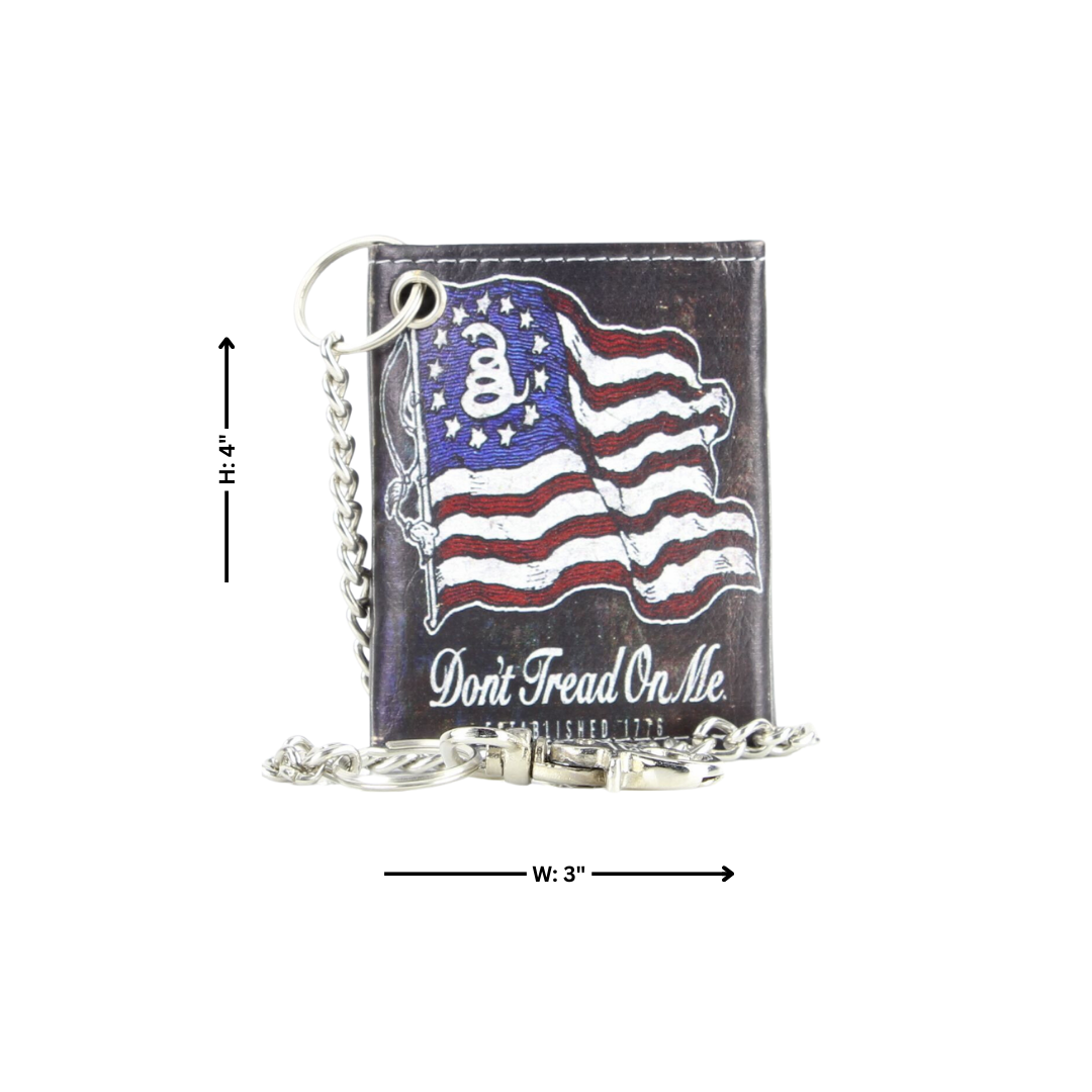 Leather Impressions Inc - Portefeuille chaîne en cuir vegan Don't Tread On Me avec coffret cadeau