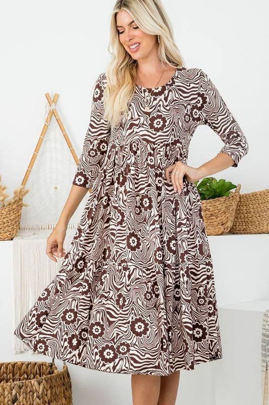 Rose Mellow Fashion - Tiered Midi Dress
