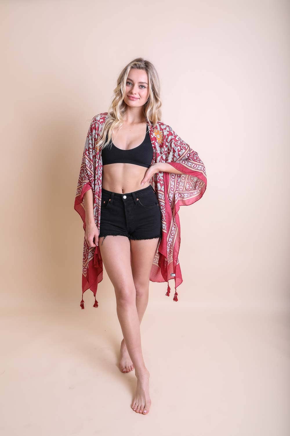 Leto Accessories - 🌞 Lightweight Moroccan Tassel Kimono – Versatile & Stylish