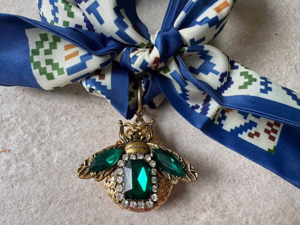 Royal Bee Gemstone Scarf Necklace