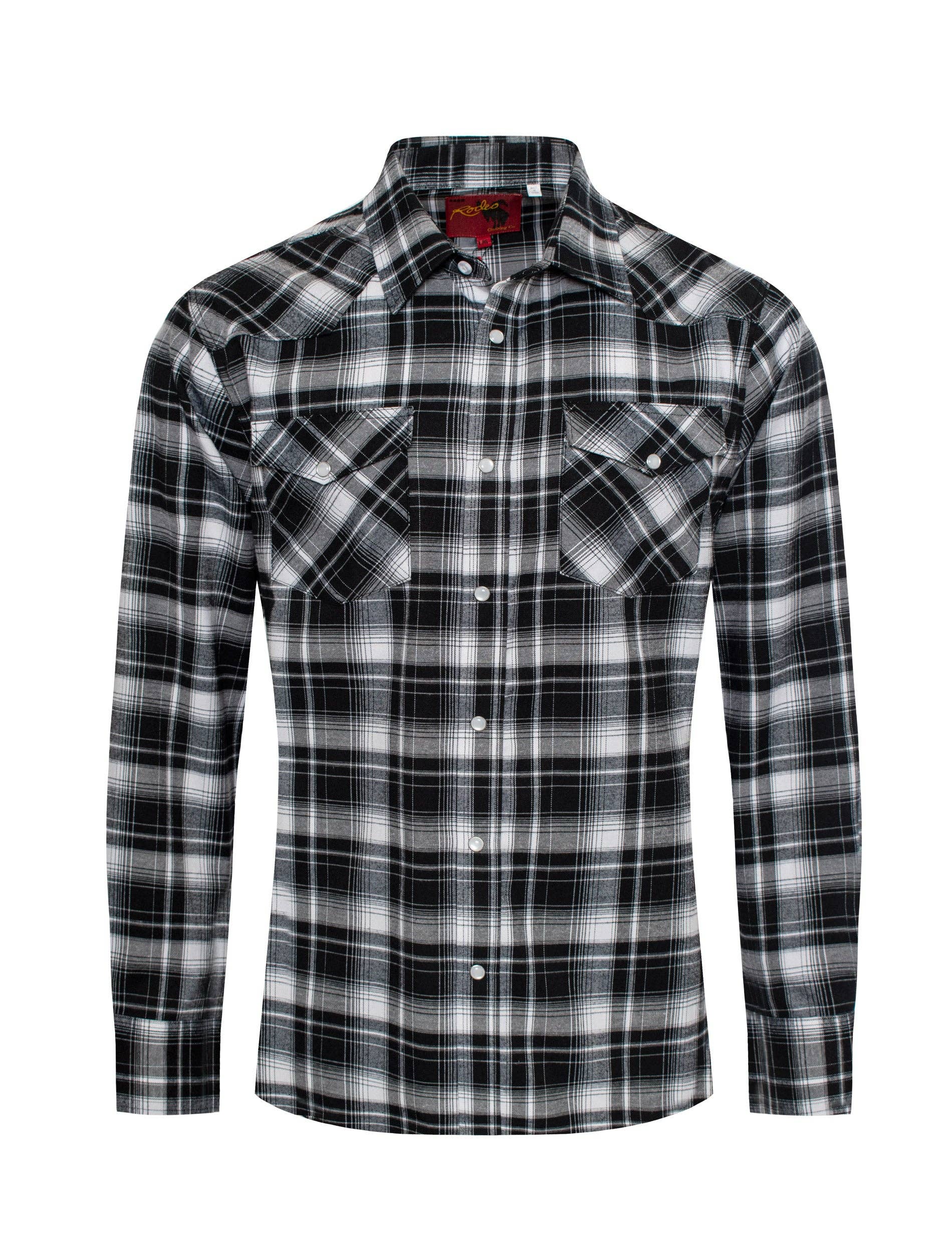 Rodeo Clothing - Men's Western Long Sleeve Flannel Shirts With Snap Buttons