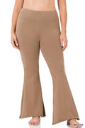 42POPS - ? MOCHA PLUS RAW EDGE HEM FLARE YOGA PANTS