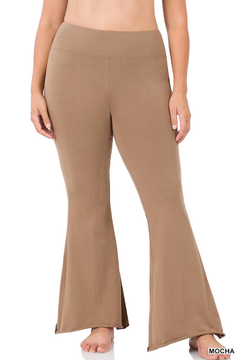 42POPS - ? MOCHA PLUS RAW EDGE HEM FLARE YOGA PANTS