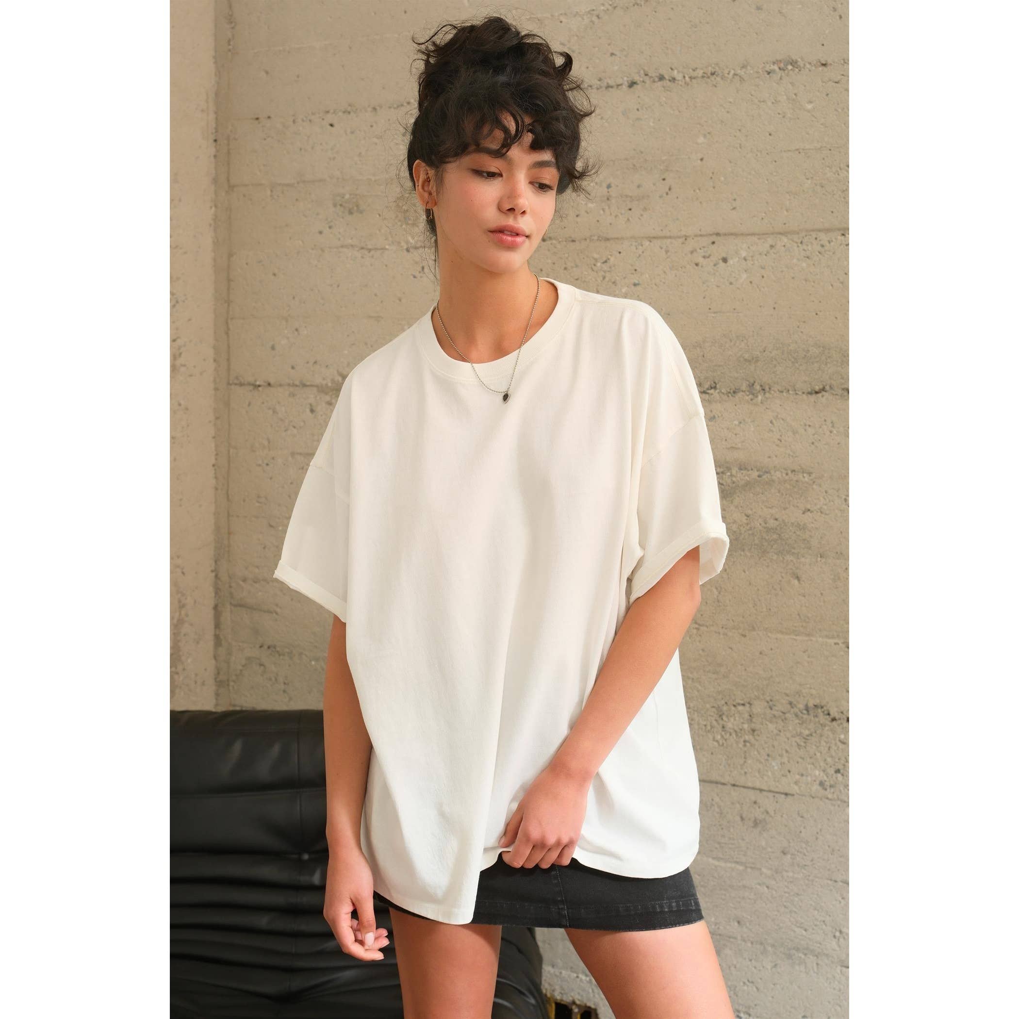 HYFVE - DZ24E437-OVERSIZED DISTRESSED COTTON T-SHIRT