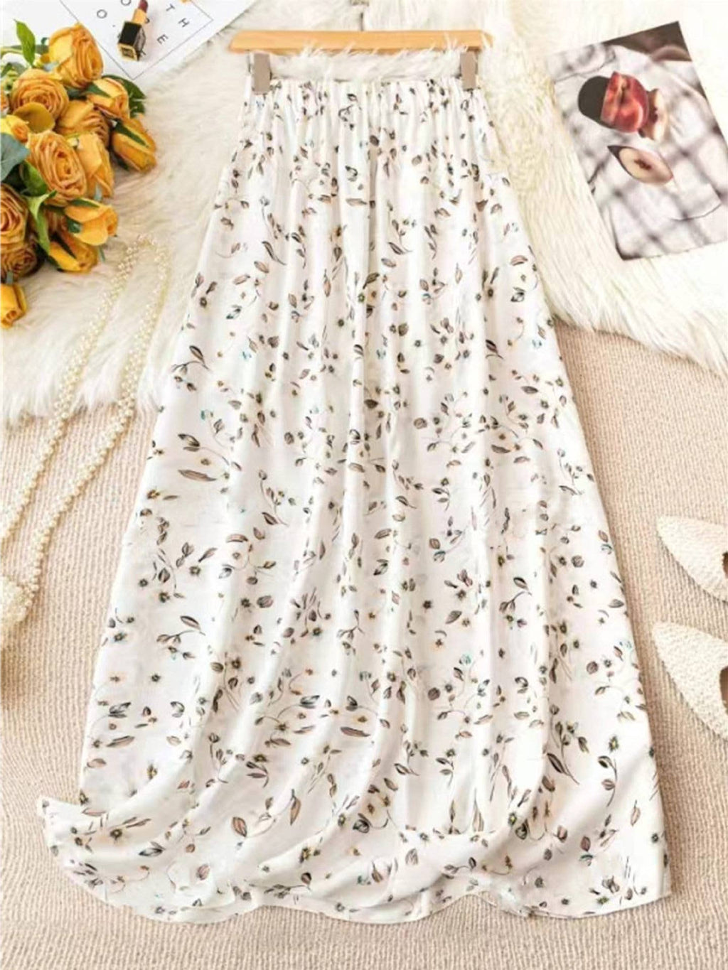 Rosa Clothing - High Waist Slim Floral Maxi Skirt