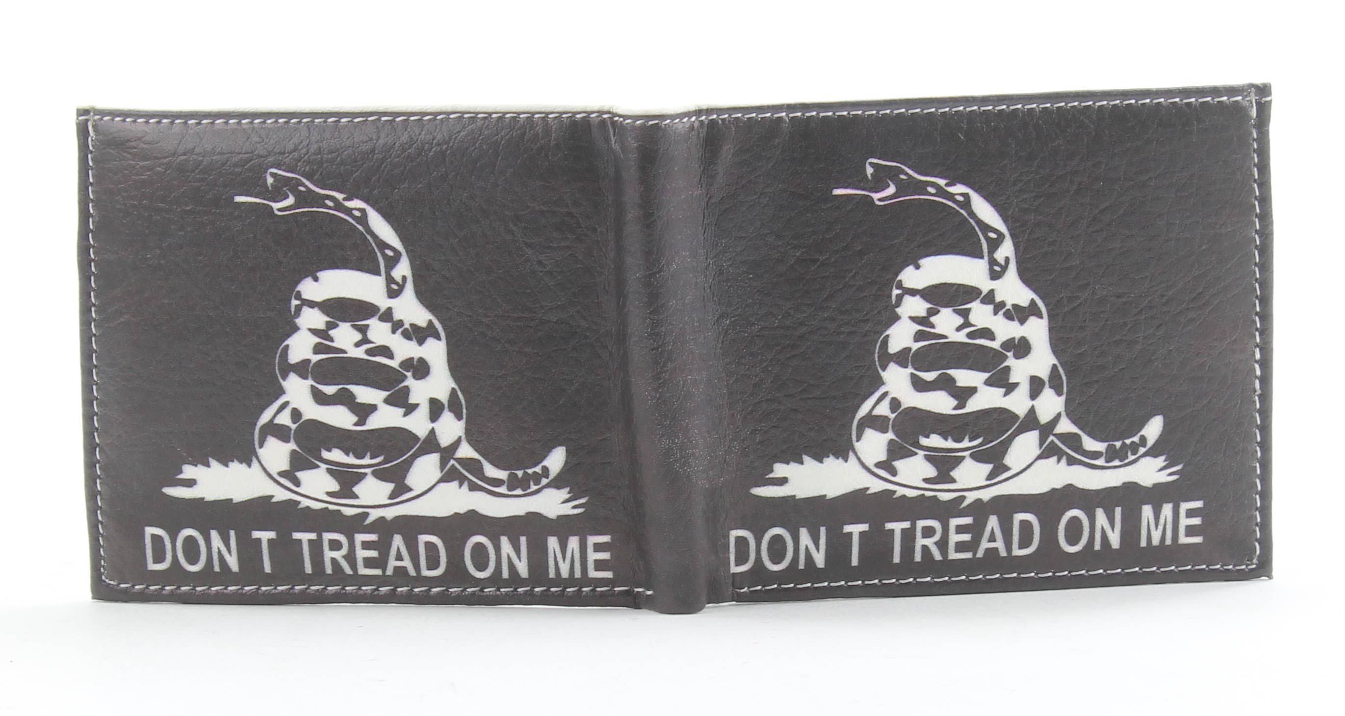 Leather Impressions Inc - Don't Tread on Me Snake Vegan Bi-Fold Wallet # VL 529