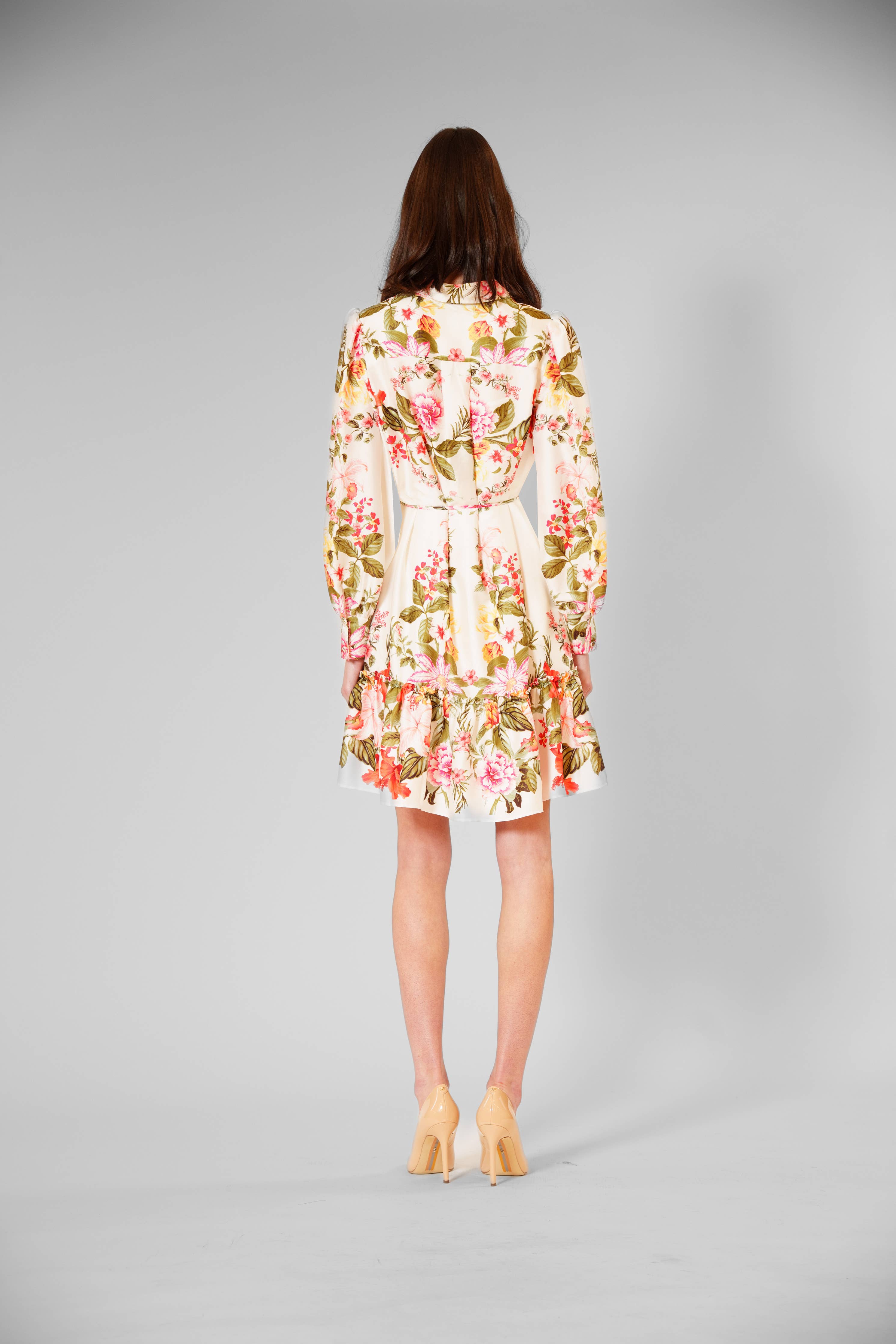 Julia Jordan - LONG SLEEVE COLLARED PRINTED SHIRT DRESS