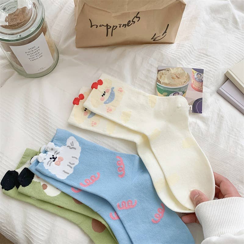 Cartoon Animal Patterns Themed Crew Socks