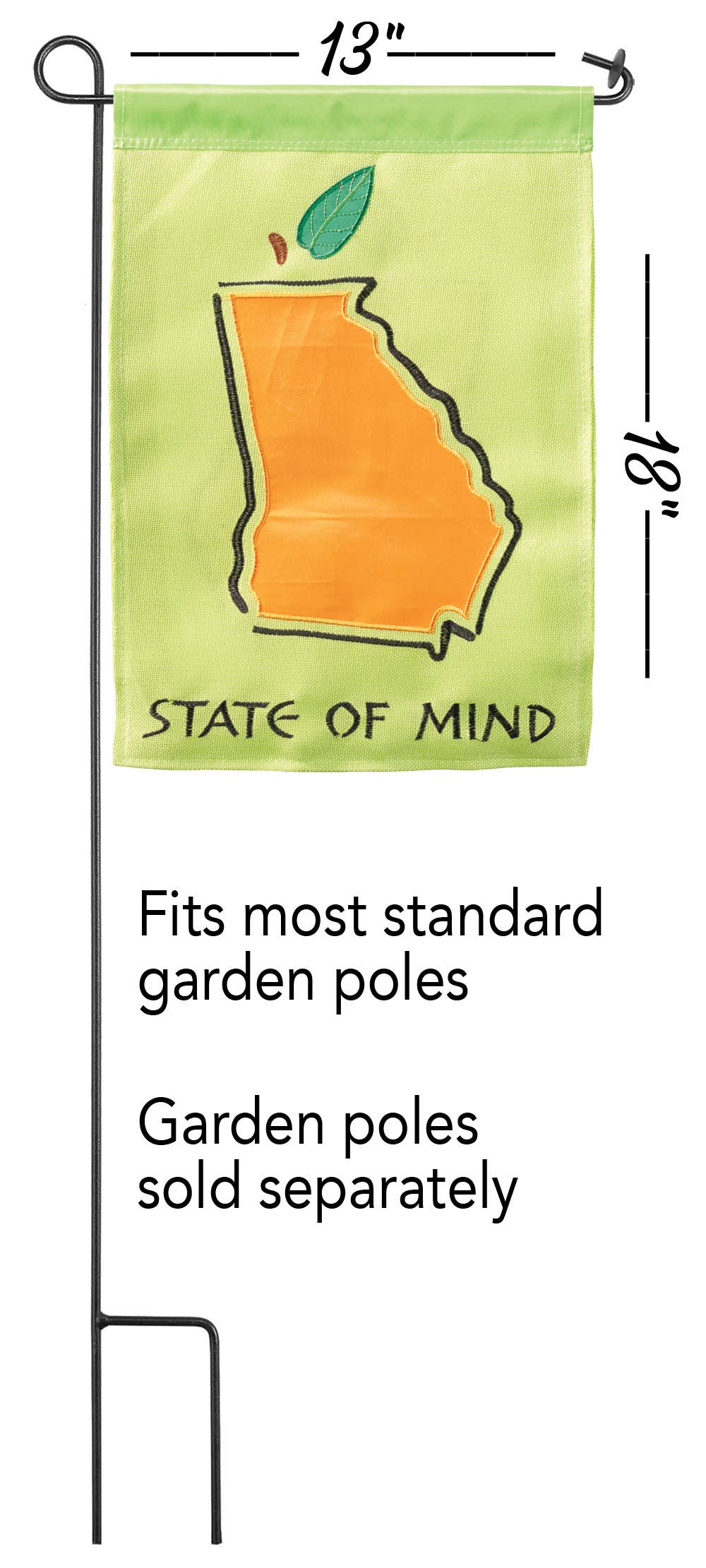Georgia State of Mind flag featuring a state outline and leaf design, perfect for garden display.