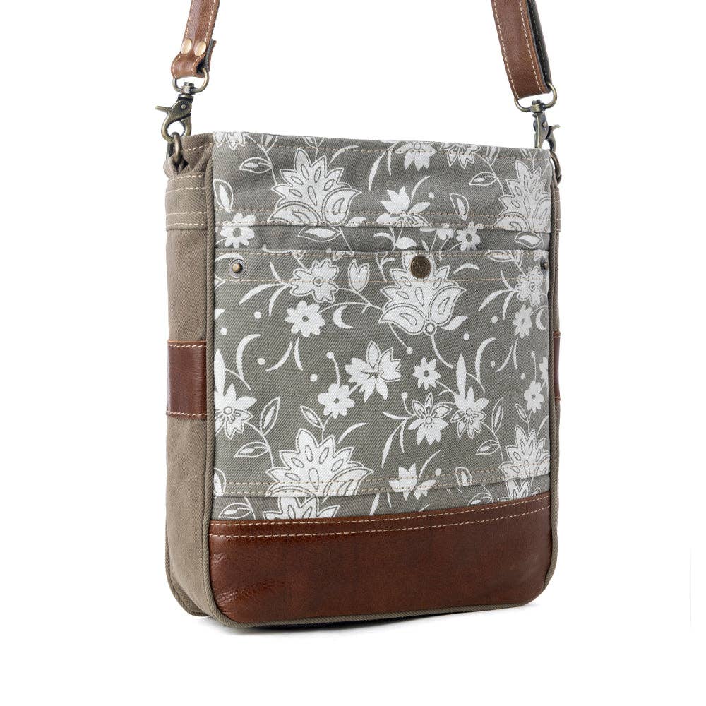 Blossom print shoulder bag featuring floral patterns, a structured shape, and a convenient shoulder strap for daily use.
