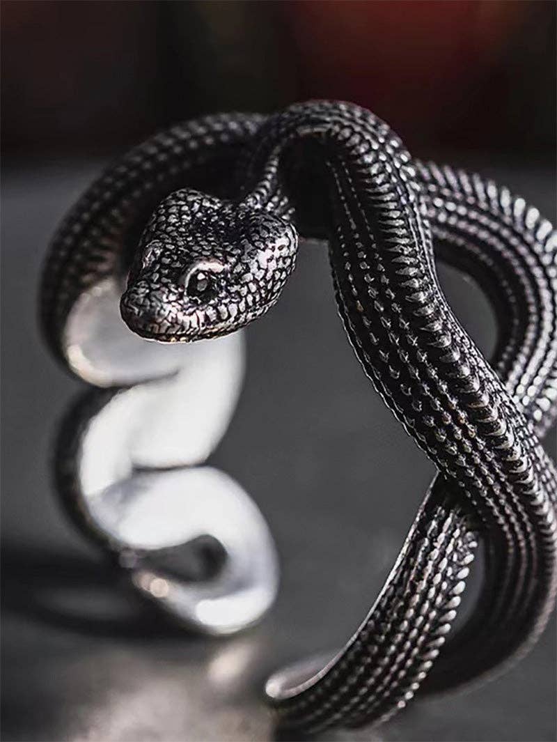 Tourtiwi - Python Ring Dark Punk Three-Dimensional Snake Ring