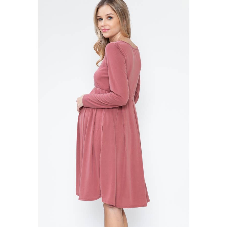 Story Teller - Maternity Shower Long Sleeve Solid Spring Dress