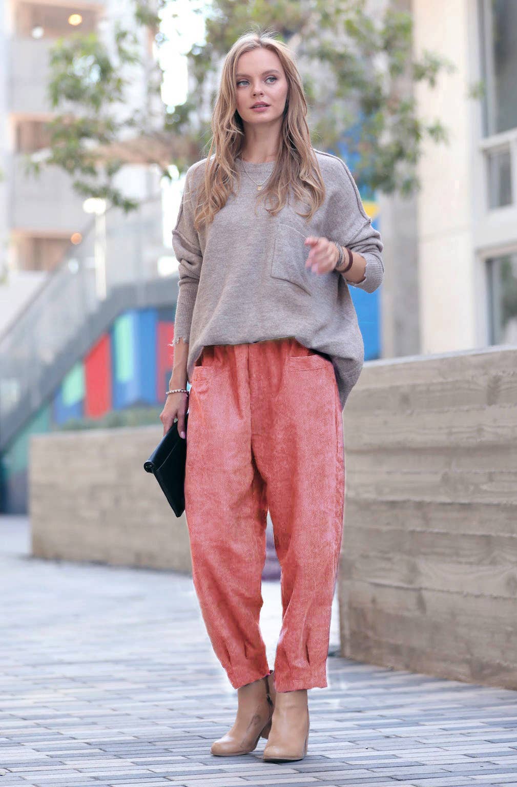42POPS - Corduroy Front pocket Baggy Pants