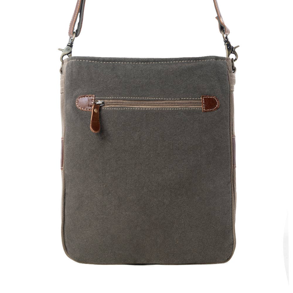 Blossom Print Shoulder Bag featuring a simple design, shoulder strap, and zippered pocket on the back.