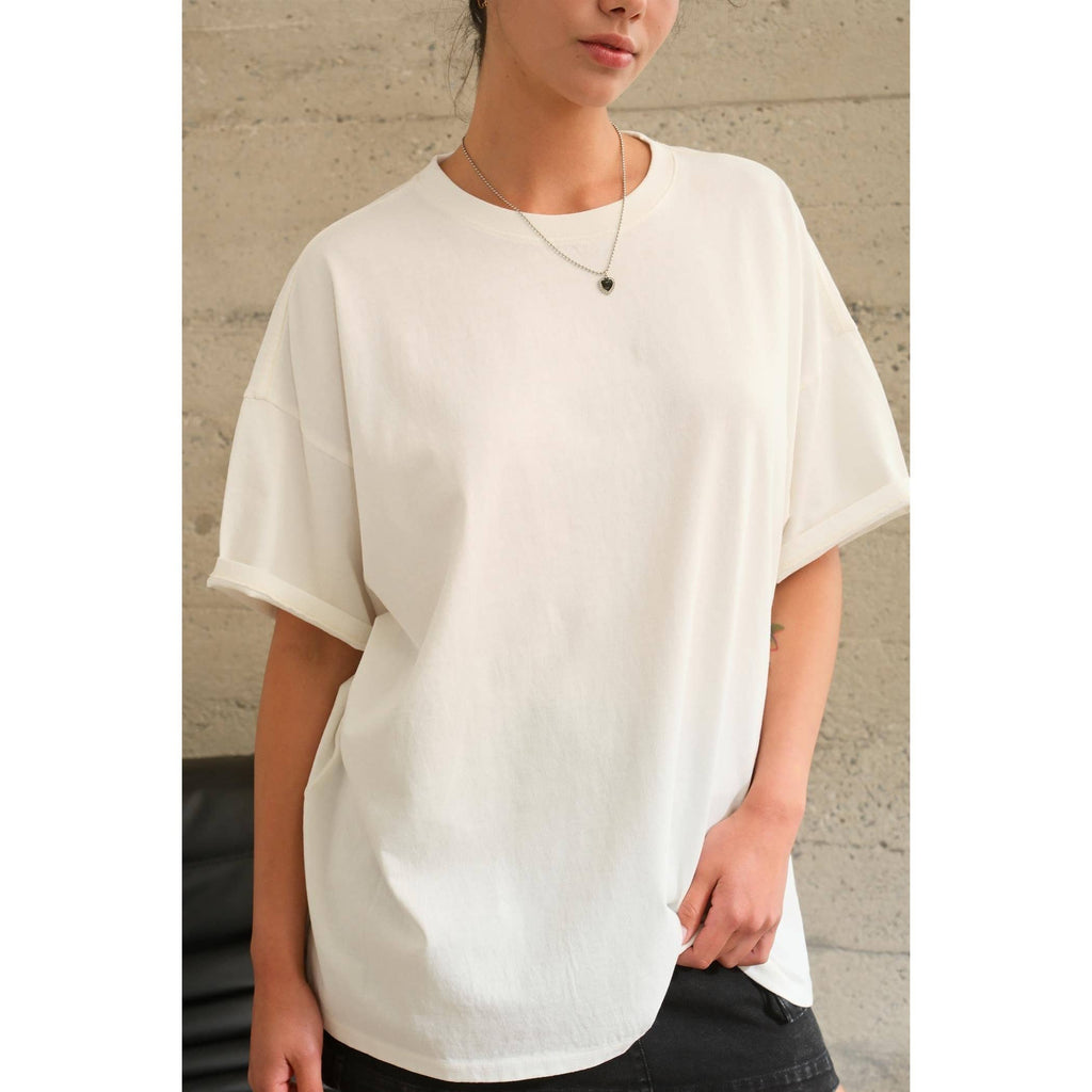 HYFVE - DZ24E437-OVERSIZED DISTRESSED COTTON T-SHIRT