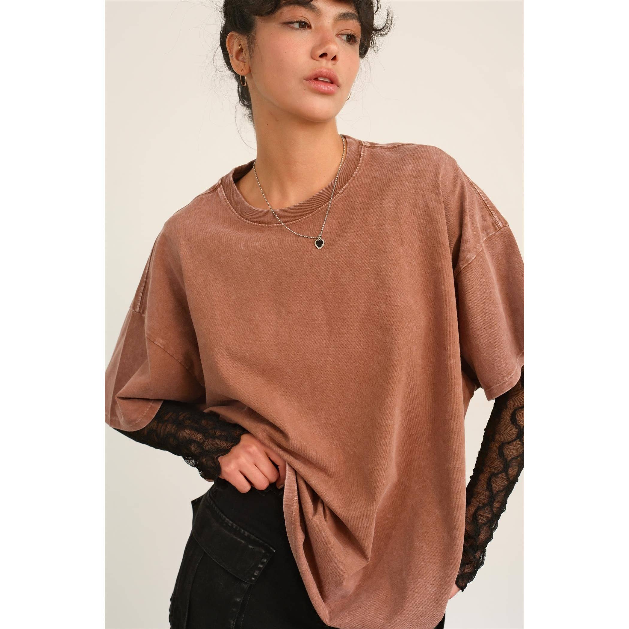 HYFVE - DZ24E437-OVERSIZED DISTRESSED COTTON T-SHIRT