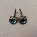 Vintage Dragonfly Green Crystal Drop Earrings