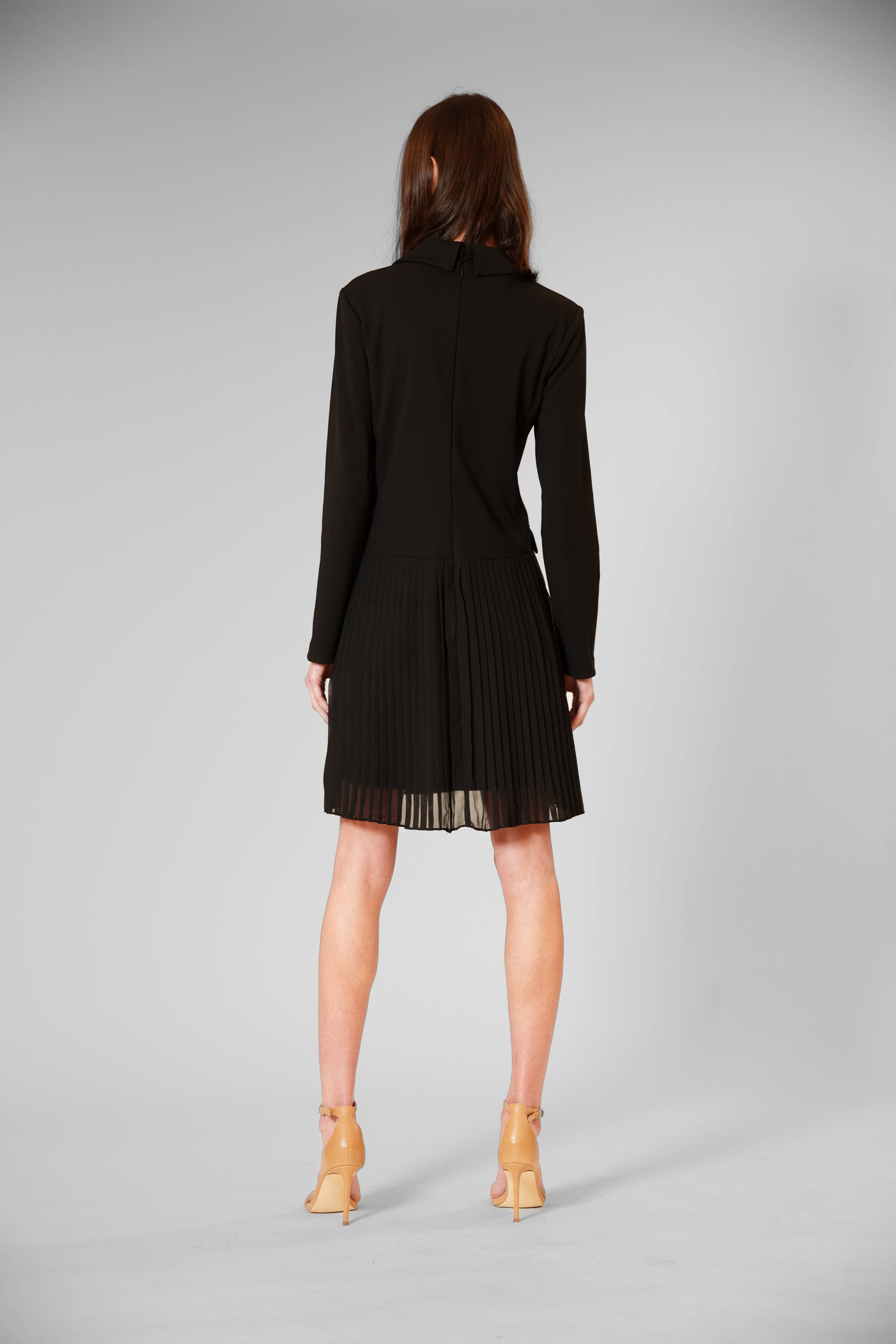 Julia Jordan - LONGSLV DOUBLE BREASTED LAPEL W CHIFFON SKIRT