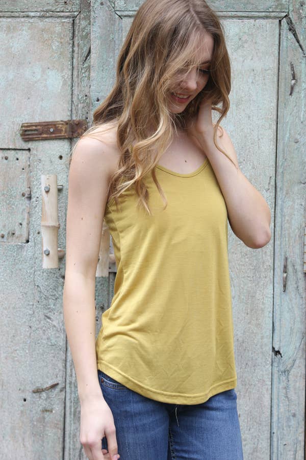 ANGIE - X2543-ASIS ROUNDED HEM RACER BACK CAMISOLE TANK TOP